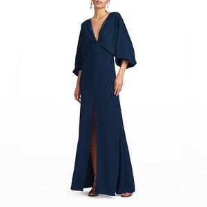 NWT Sachin & Babi Beaded deep V Gabby Gown -Navy size 6  Center Front Slit